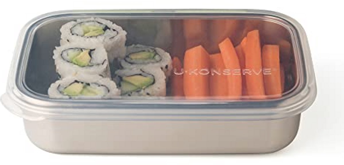 Rechthoekige voedselcontainer van roestvrij staal met siliconen deksel - 750 ml