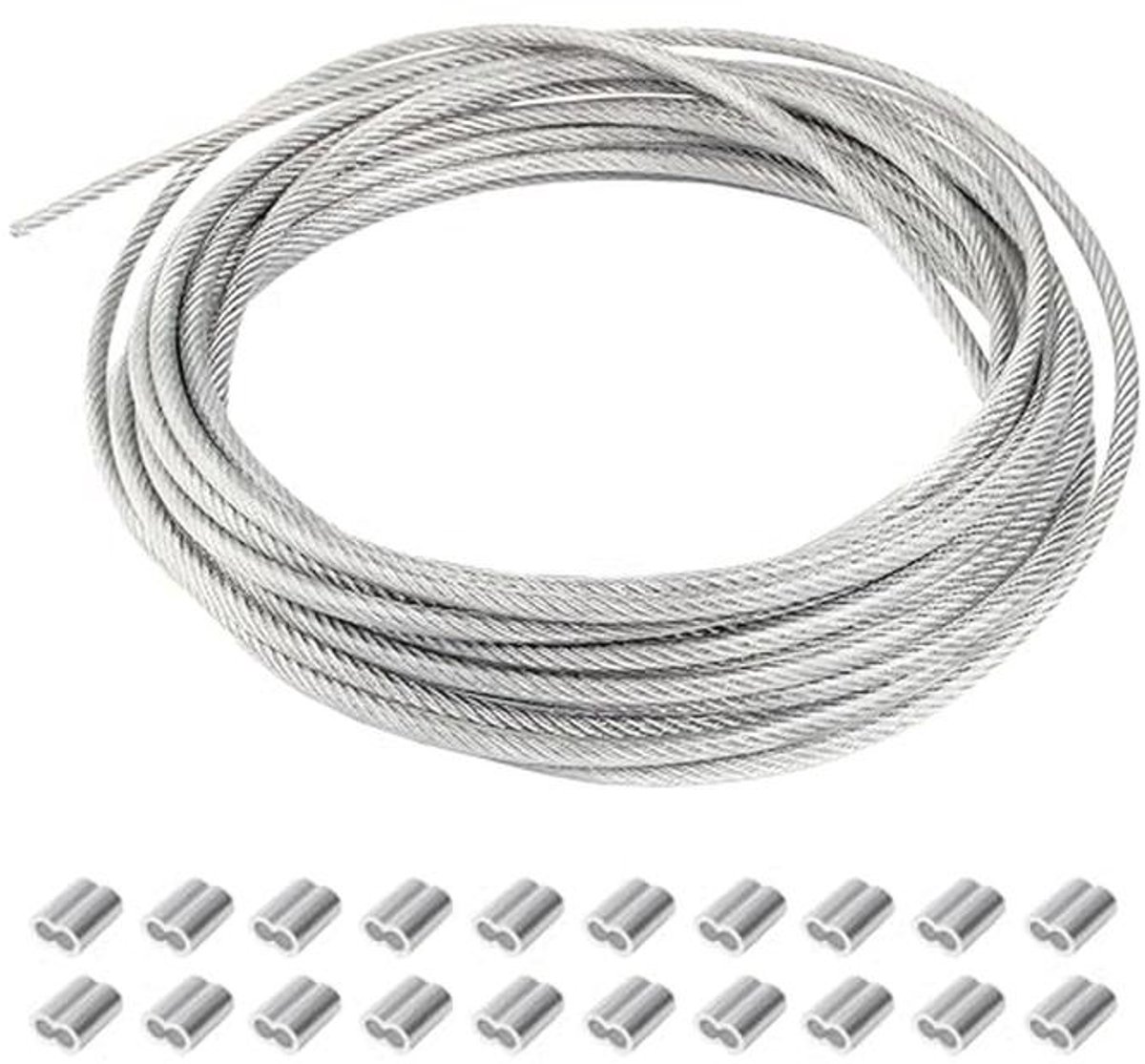 1mm Stalen Kabel - 20m PVC Gecoate Roestvrijstalen Staaldraad