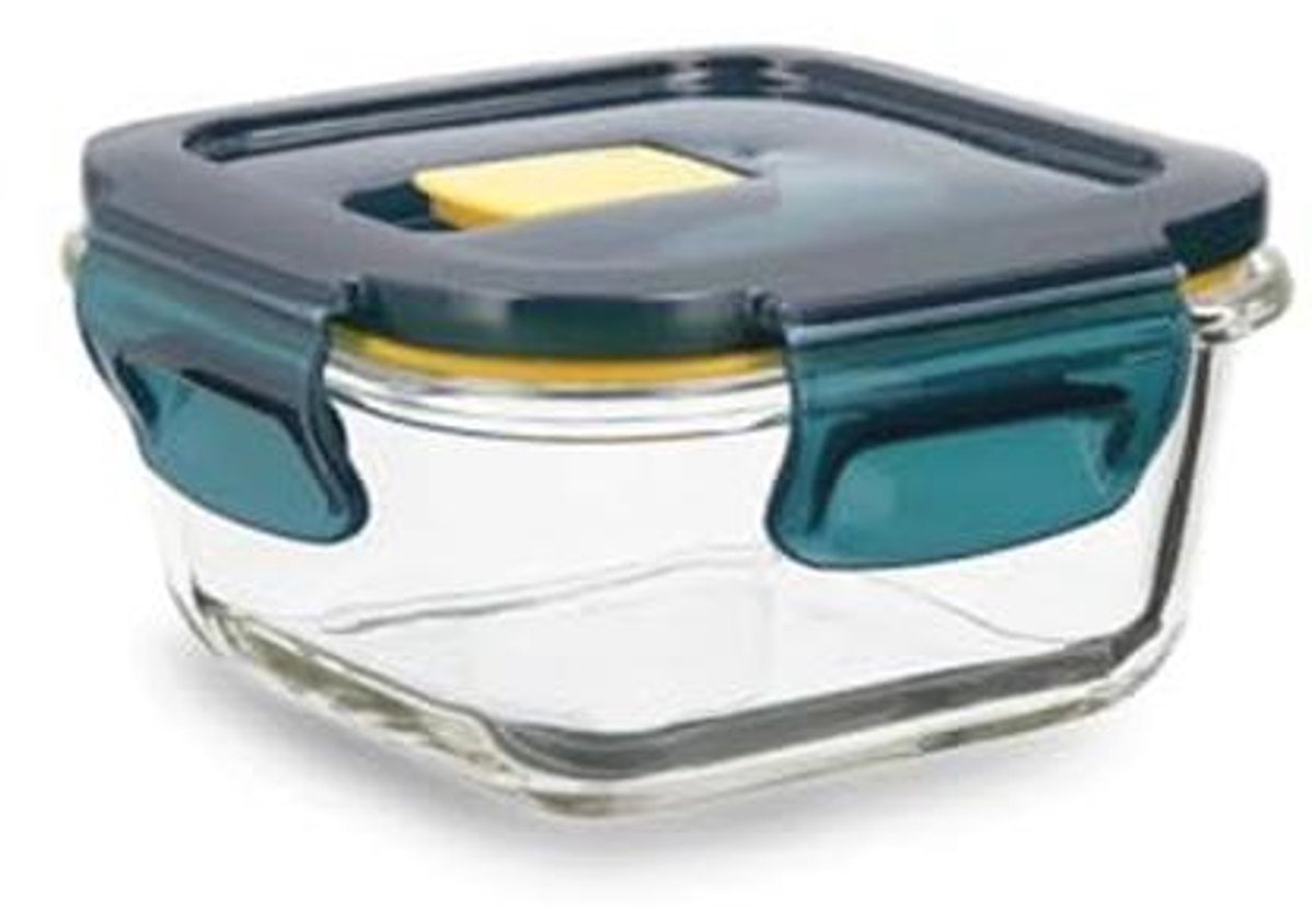 Vierkante vershouddoos van glas 11,6 x 11,6 x 6,3 cm - 32 cl - Blauw