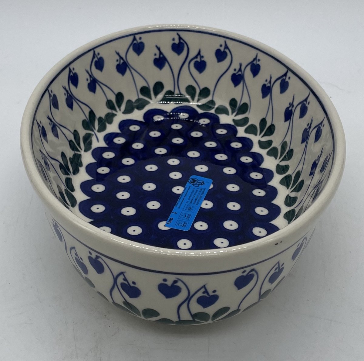 Bunzlau keramiek ovalen ovenschaal blauw hartje
