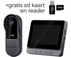 Draadloze Slimme Video Deurbel met Scherm – Videofoon – Video Deurbel met Camera – Videodeurbel – Full HD Camera – 4.3” Scherm – SD-Kaart en lezer
