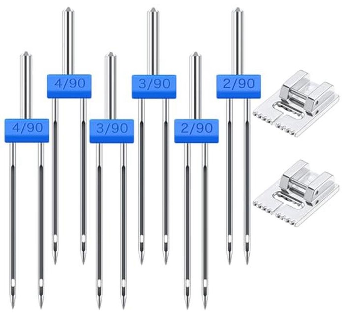 6 Stuks Twin Naalden voor Naaimachine met 2 Stuks Pintuck Presser Voeten