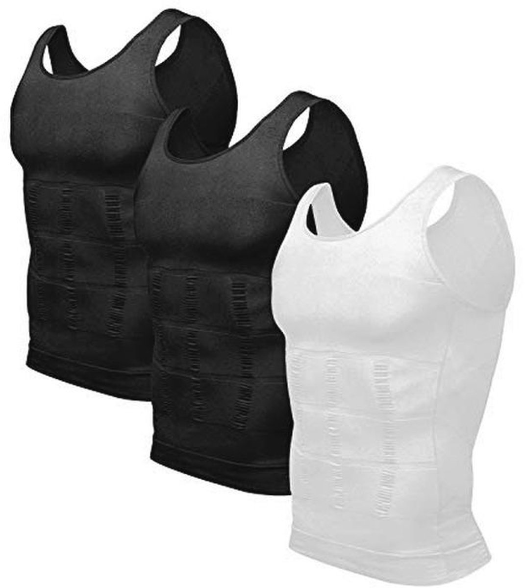 Compressieshirt voor heren - 3-pack afslankvest en bodyshaper, XXL