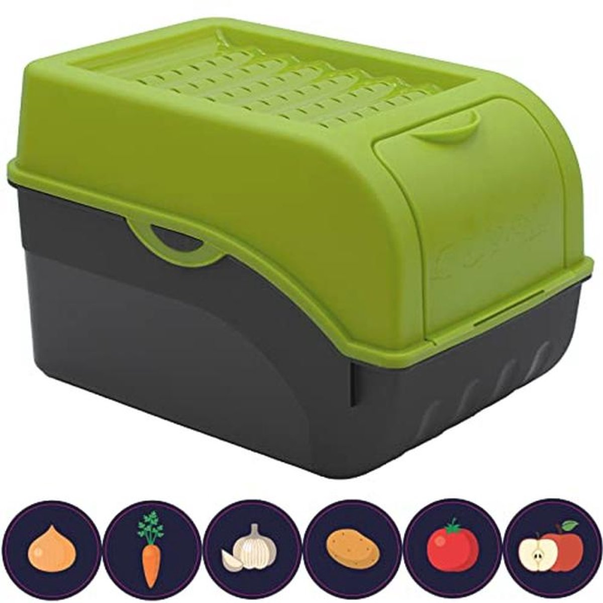 Bewaardozen voor groenten en fruit - 5L met deksel en 6 stickers - 29x19x19 cm