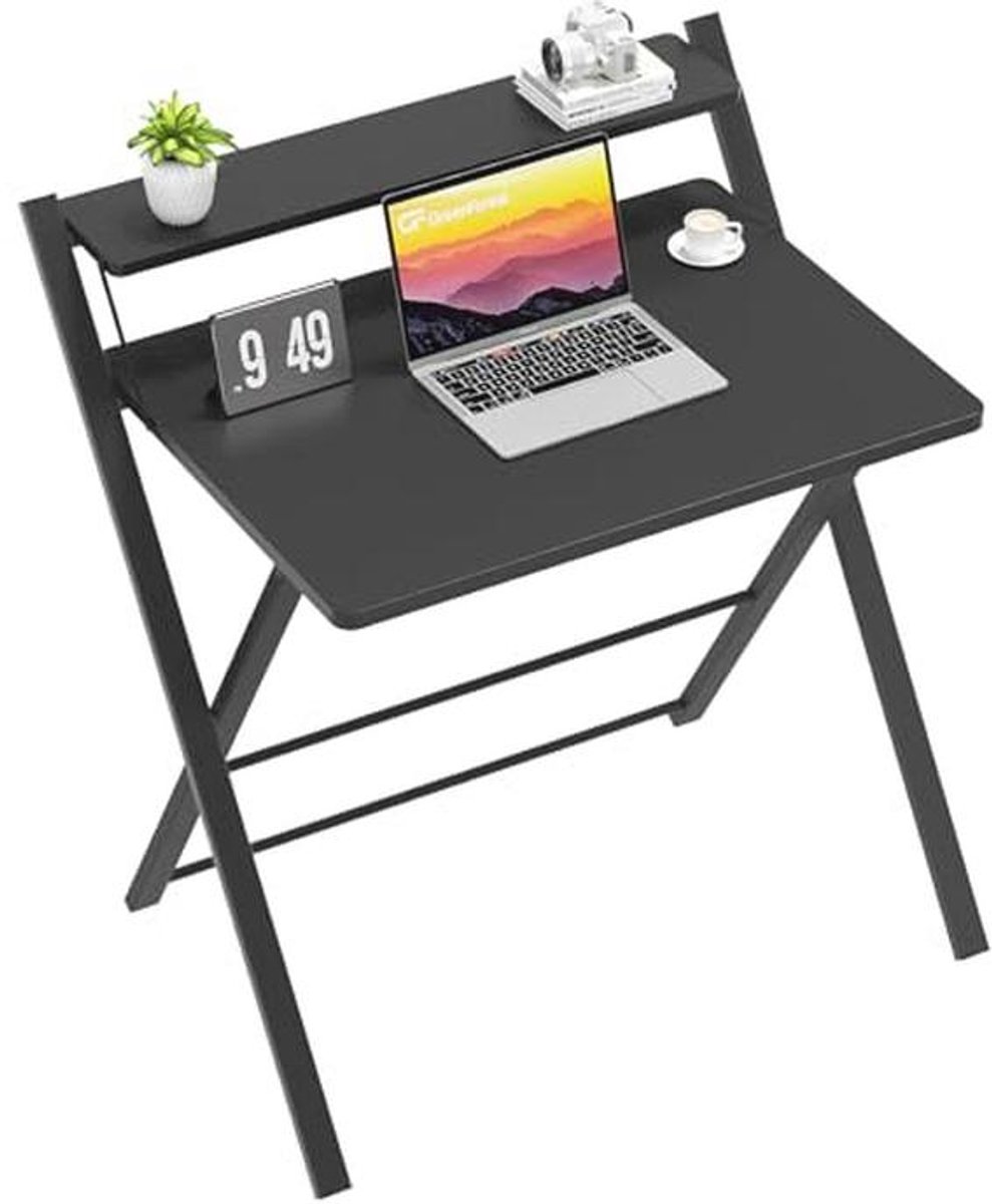 Kleine Vouwtafel 77 cm | Vouw Gaming Tafel met Opbergniveaus | Mini Laptop Bureau voor Kleine Ruimtes