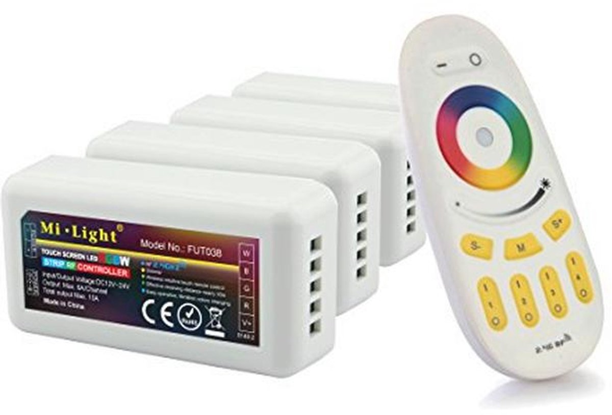 Pakket van 4 RGBW LED-controller met draadloze 4-zone afstandsbediening