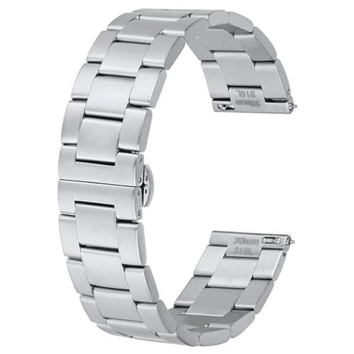 Metaal Horlogebandje 316L Roestvrij Staal, Conisch Uitlopende Armband met Vouwsluiting - Verkrijgbaar in 18mm, 19mm, 20mm, 21mm en 22mm