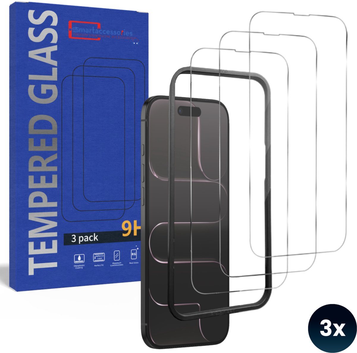 Screenprotector geschikt voor iPhone 17 Air - Met montageframe frame - Gehard Beschermglas - Tempered Glass Screen Cover -Eenvoudige installatie - 3 Stuks