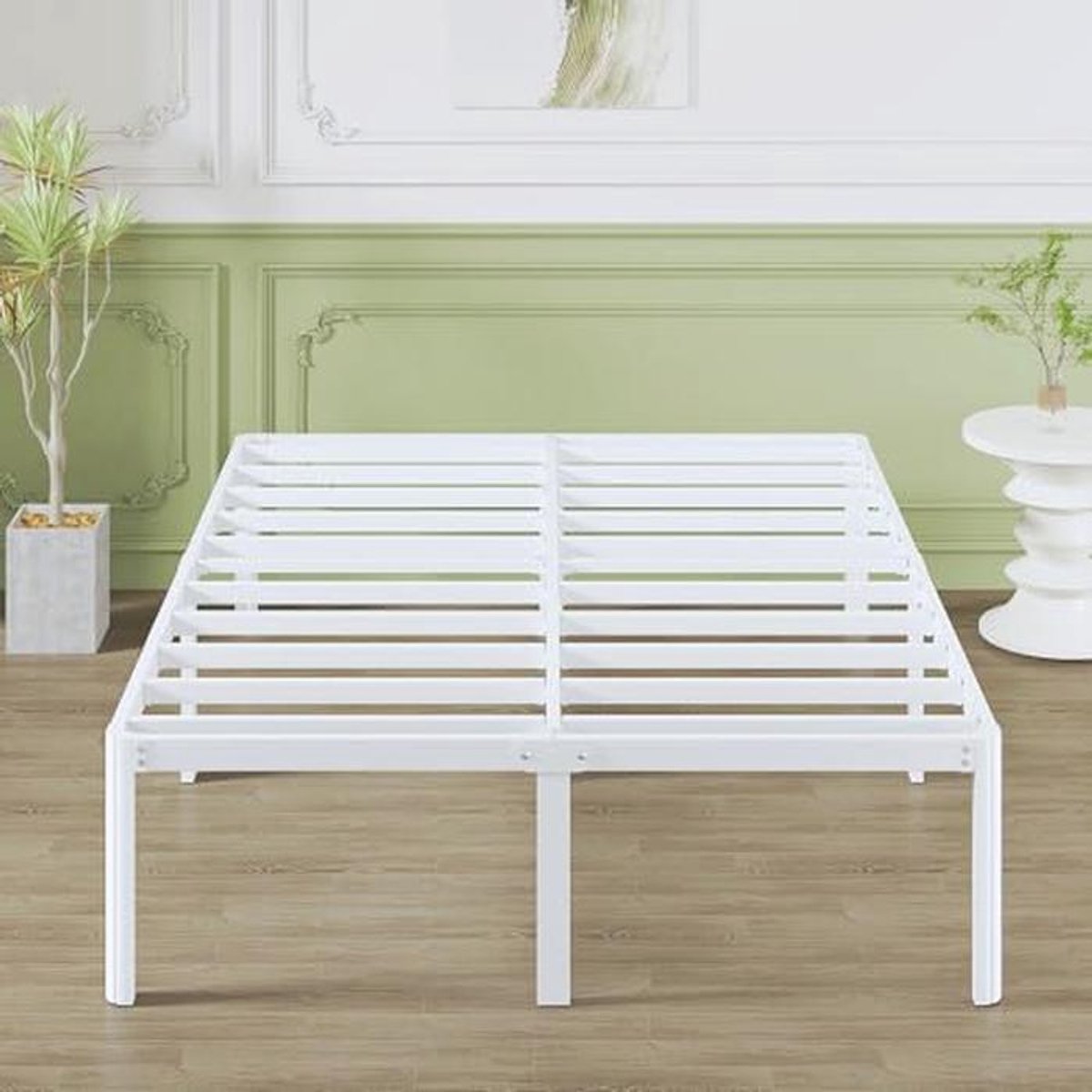Metalen Bedframe 160x200 cm met Ronde Hoekpoten en Lattenbodem - Perfect voor Kleine Ruimtes