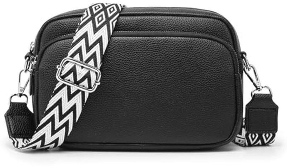 Dames Crossbody Tas met Brede Schouderband en Hoogwaardige Leren Afwerking
