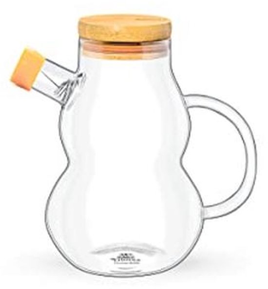 Samadoyo Theepot Met Bamboedeksel 1600 Ml, Samen Met Een Theelichthouder Van Glas