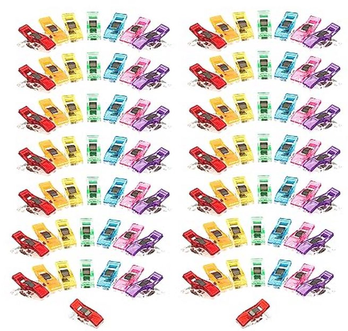 Stoffen clips voor naaien en quilten - neonkleuren, 100 stuks