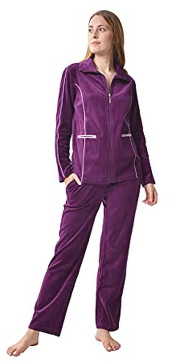 Dames Casual Wear Set - Zachte Velvet Pyjama's met Rits en Lint
