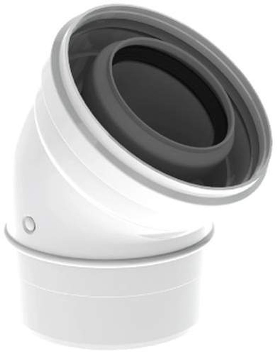 Burgerhout TwinSafe rookgasafvoerbocht Ø80/125mm 45 PP, concentrisch glad wit 400470886