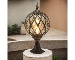 Merkloos Antieke koperen staande lamp voor buiten - Nostalgische tuin- en padverlichting H:48 cm