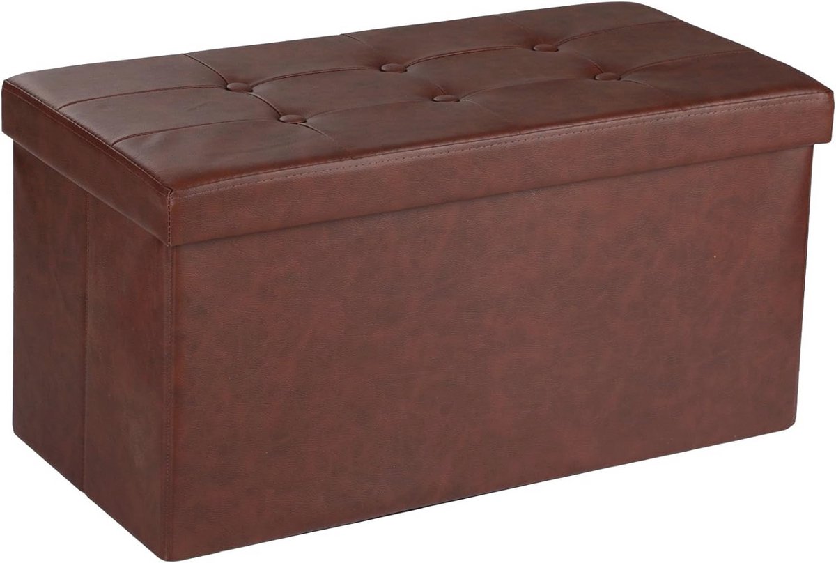 Opvouwbare Zitbank met Opbergruimte - Beklede Kruk en Voetenbank (76 x 38 x 38 cm)