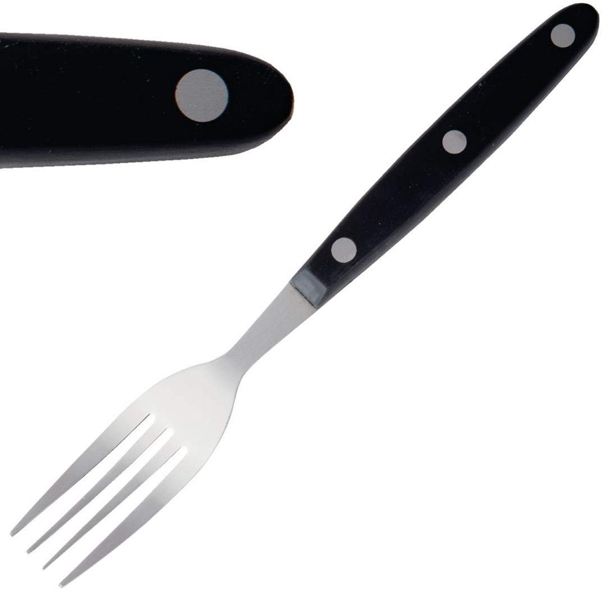 Set van 12 Steakvorken - Zwart Handvat - RVS Bestek voor Vlees en Barbecue