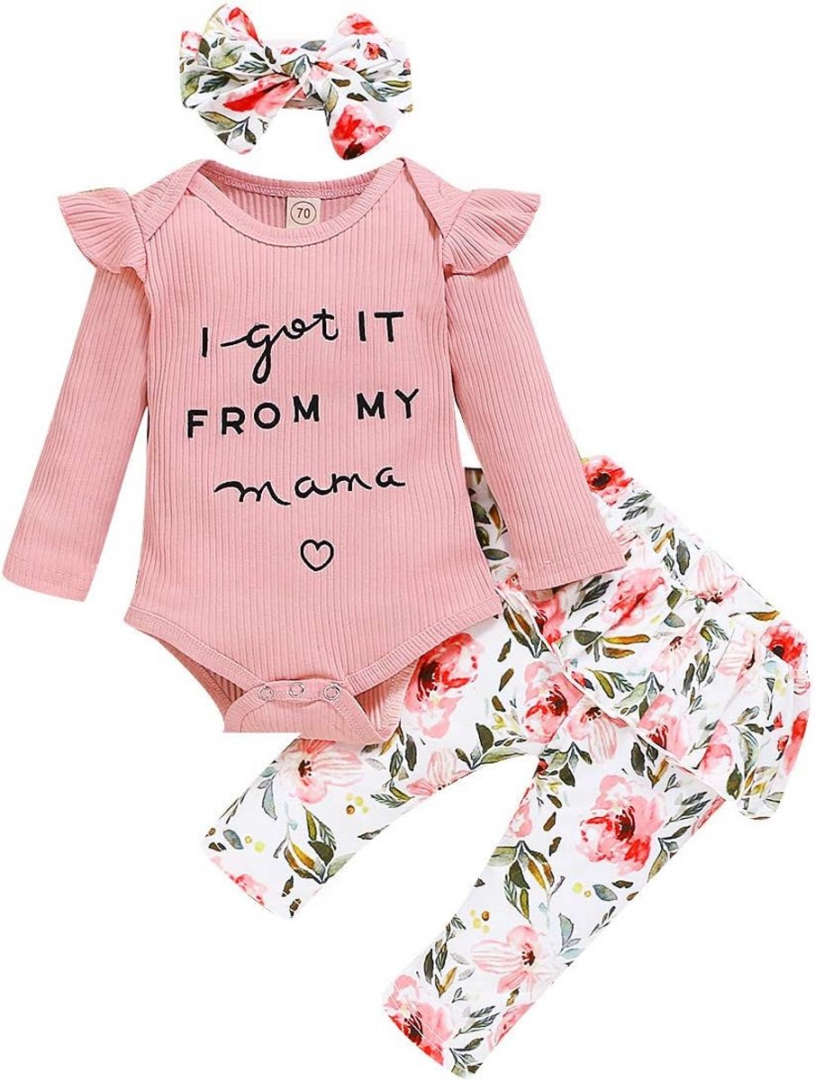 Schattige Baby Meisjes Outfit 3-Delige Set met Romper en Broek
