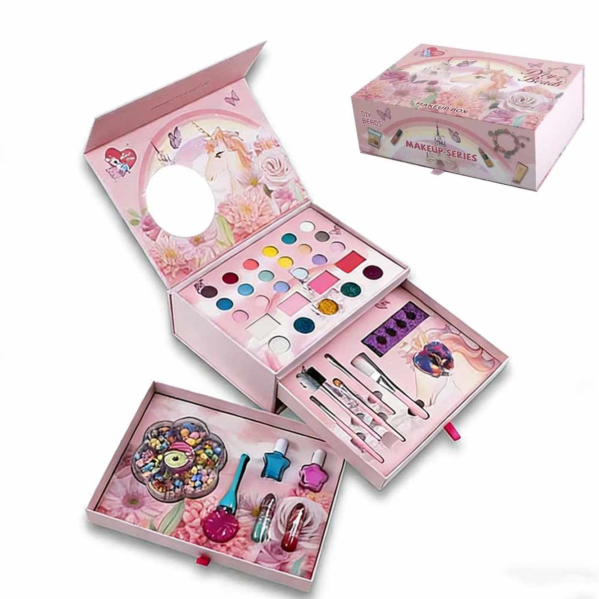 Meedeer 3 In 1 Make-upset voor kinderen-kinder make up meisje-make up kinderen set meisjes-veilige en niet-giftige cosmetica-speelgoedset, meisjes, kerstcadeau, verjaardag, 4,5,6,7...12 jaar — afbeelding 2