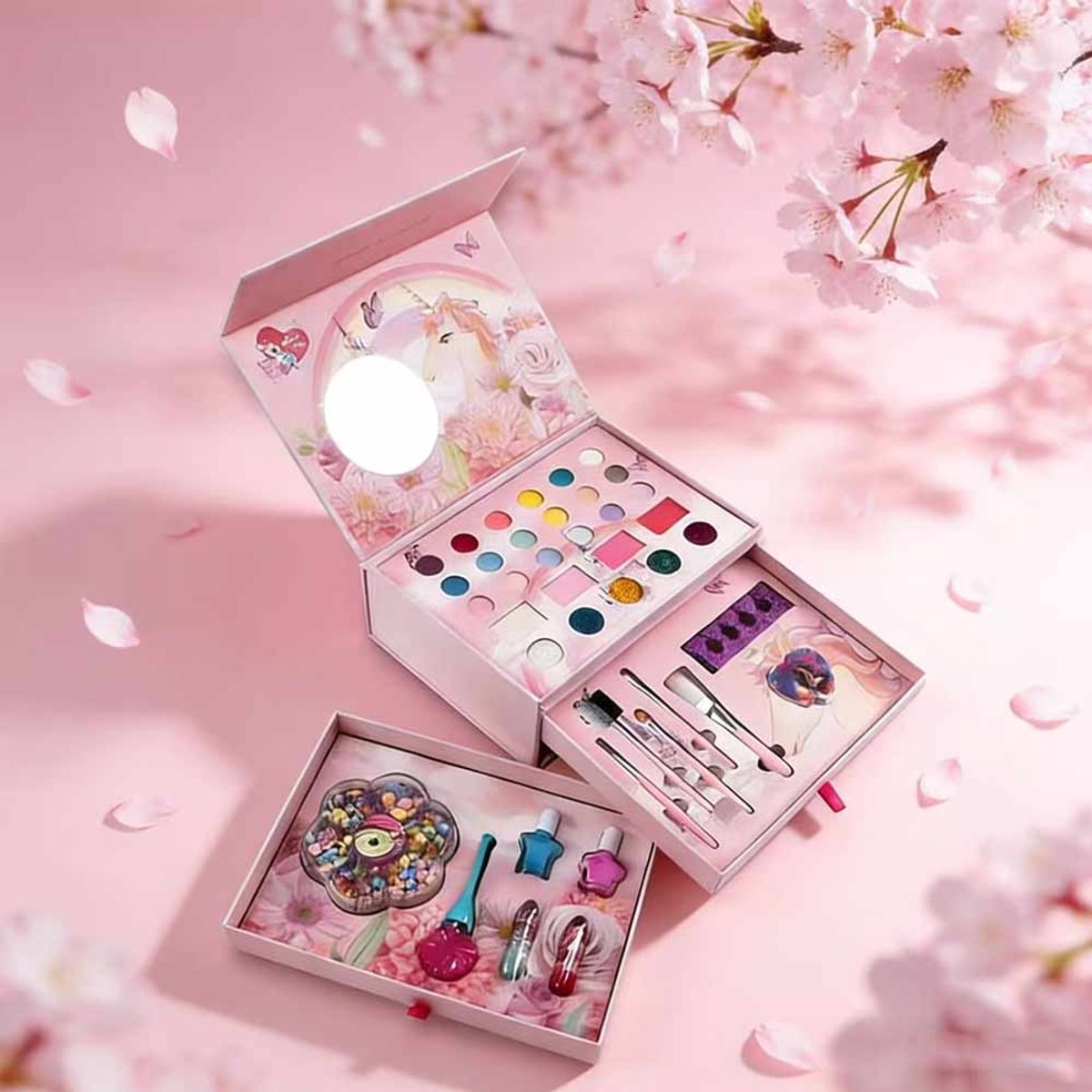 Meedeer 3 In 1 Make-upset voor kinderen-kinder make up meisje-make up kinderen set meisjes-veilige en niet-giftige cosmetica-speelgoedset, meisjes, kerstcadeau, verjaardag, 4,5,6,7...12 jaar — afbeelding 9