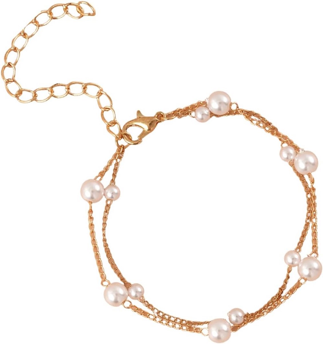 Elegante Gouden Parelarmband Dames met Hanger, 14K Verguld