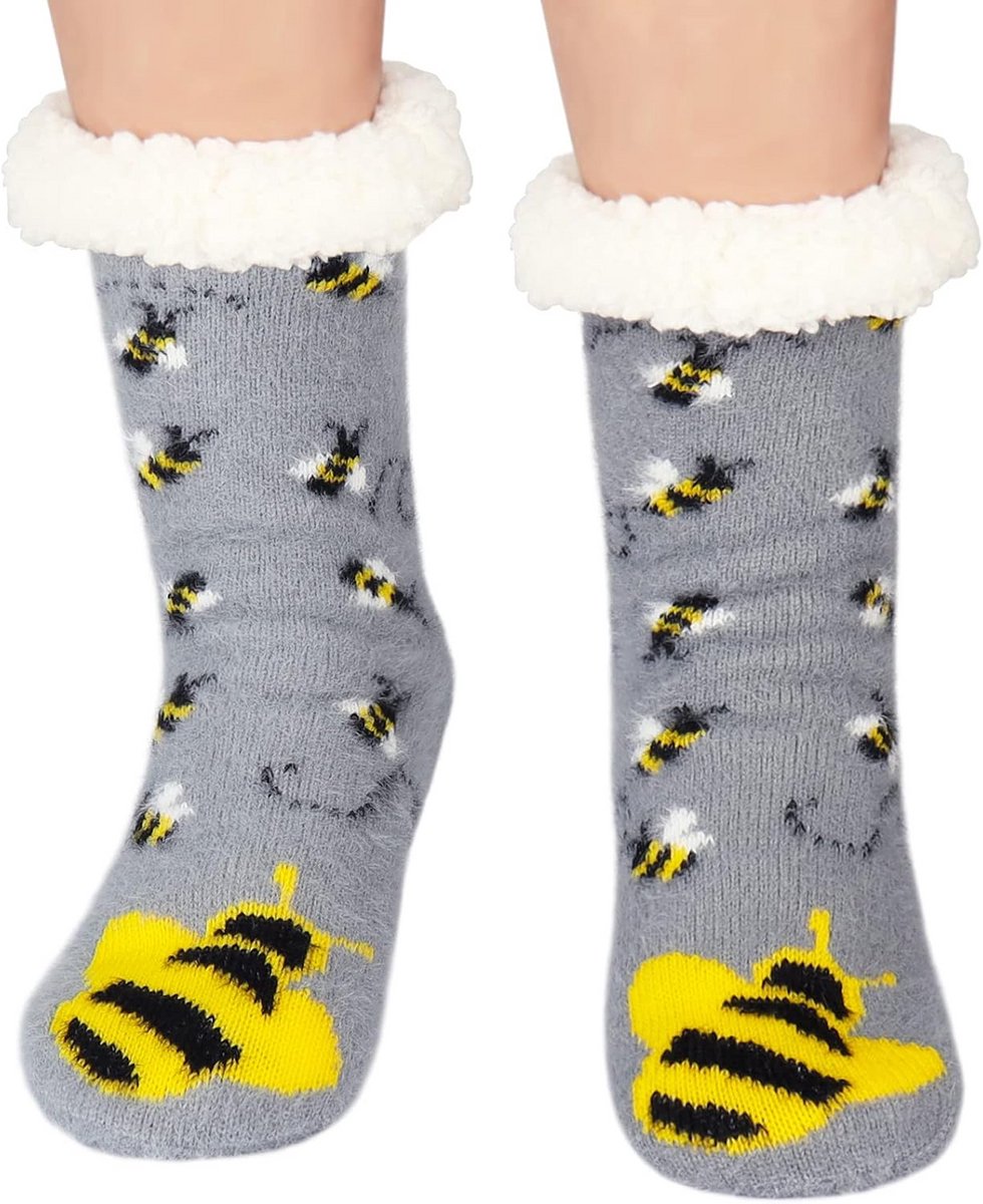 Warme Pantoffelsokken met Antislip voor Dames - Fleece Fuzzy Binnenhuis Slippers