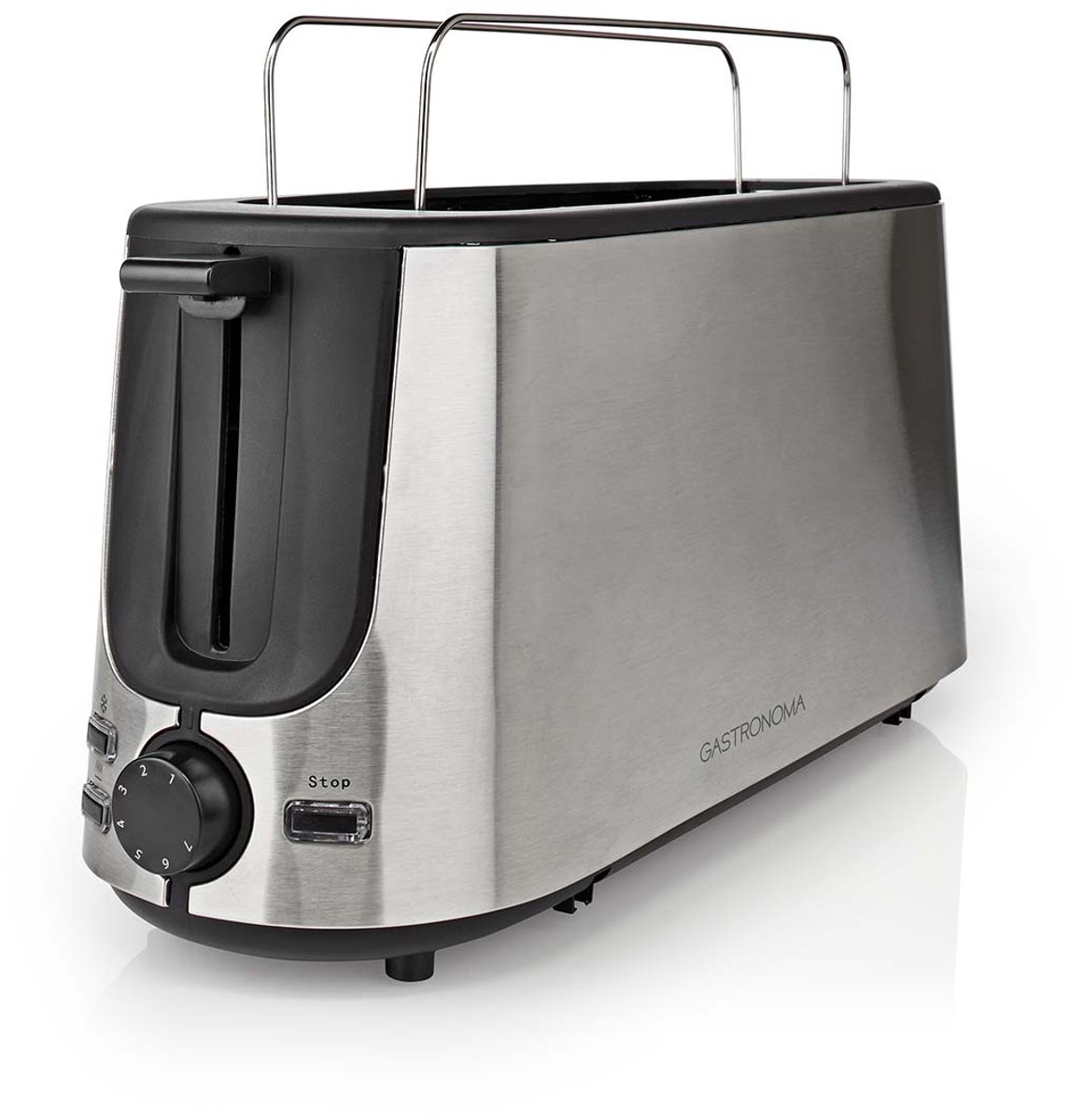 Gastronoma 18140004 - Broodrooster - 2 Sleuven - 1000 W - 7 Bruiningsstanden - Opwarmrek - Zwart