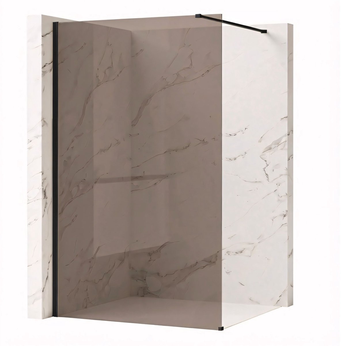 Rea Flexi Brown 110 - Rookbruin Glas 6 Mm - Douchewand - Zwart - 120X110X195Cm