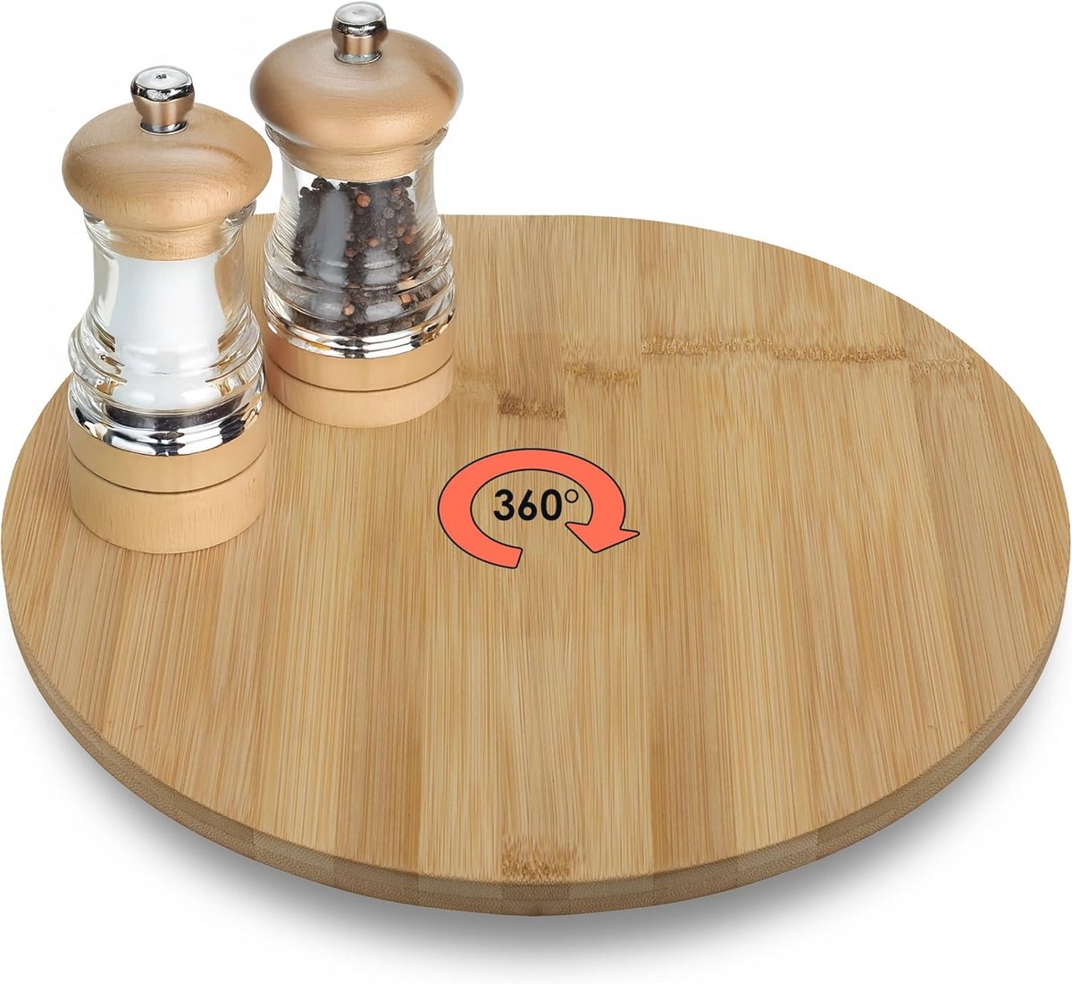 Draaibare Bamboe Serveerschaal - 33,5 cm - Perfect voor Kaas, Worst en Snacks