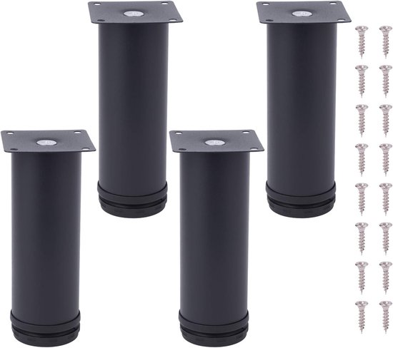 Meubelvoeten RVS Meubelpoten Verstelbare Meubelpoten Bank Benen Bank Benen Meubelstoel Kast Bedden Settee Benen, Geborsteld Zilver 4 Stuks (8cm