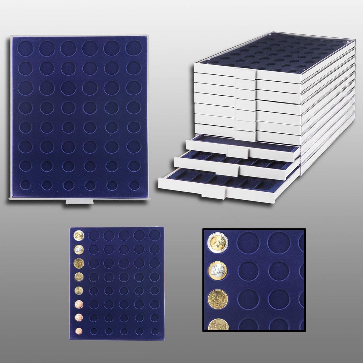Muntalbum Grijs met 48 Vakjes voor 6 Euro Munten Sets