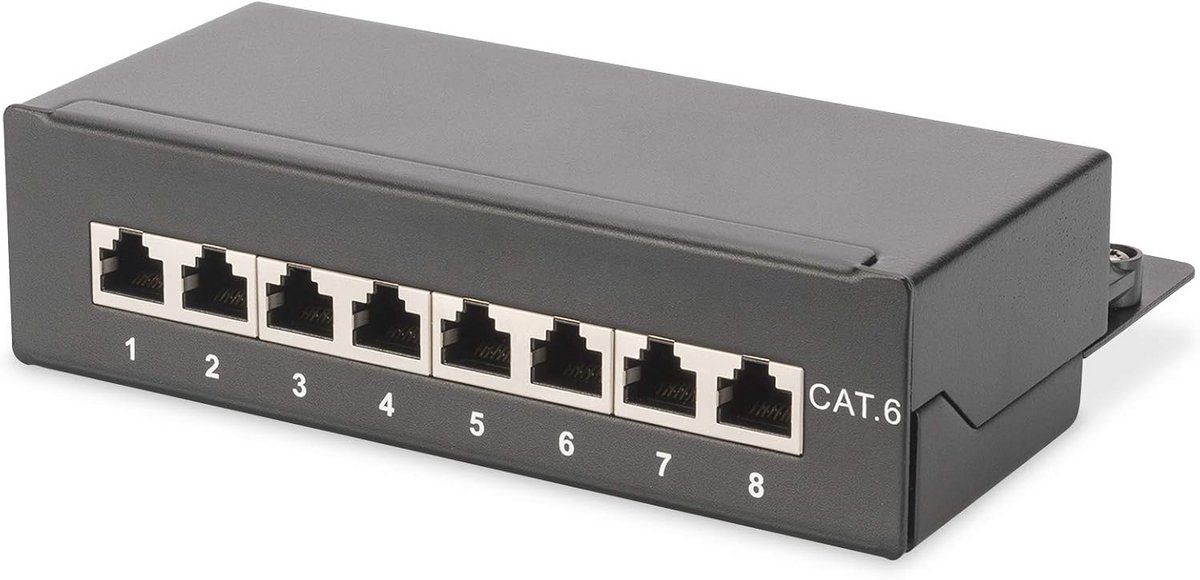 Desktop Patchpaneel - Cat-6 8-poorts RJ45 - Afschermd - LSA Patchveld - Zwart