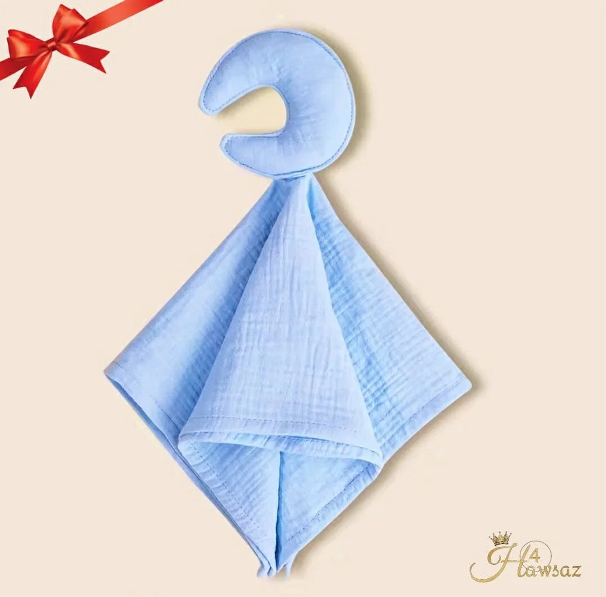 Kraamcadeau voor jongen met naam - Hawsaz.nl cadeau - knuffeldoekje 1 stuk baby blauw - Baby knuffel - Babygeschenk - Babycadeau - Babyshower - Geboortecadeau - Maan - Baby kado - cadeau met naam - Babygeschenkset - Gepersonaliseerd – foto 4