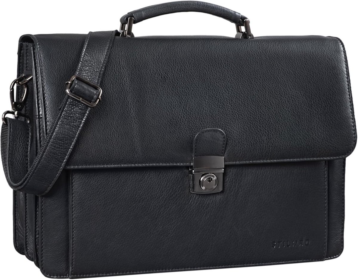Leren Aktetas Heren Vintage Groot Met 15.6 Inch Laptopvak Schoudertas Werk