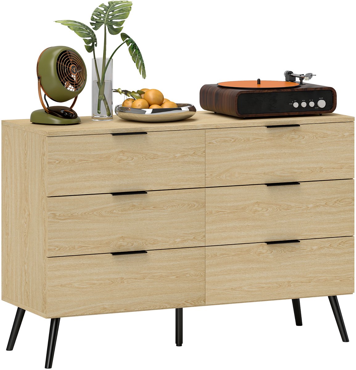 HOMCOM Ladekast - Spaanplaat - 110x40x75cm - Eikenhout