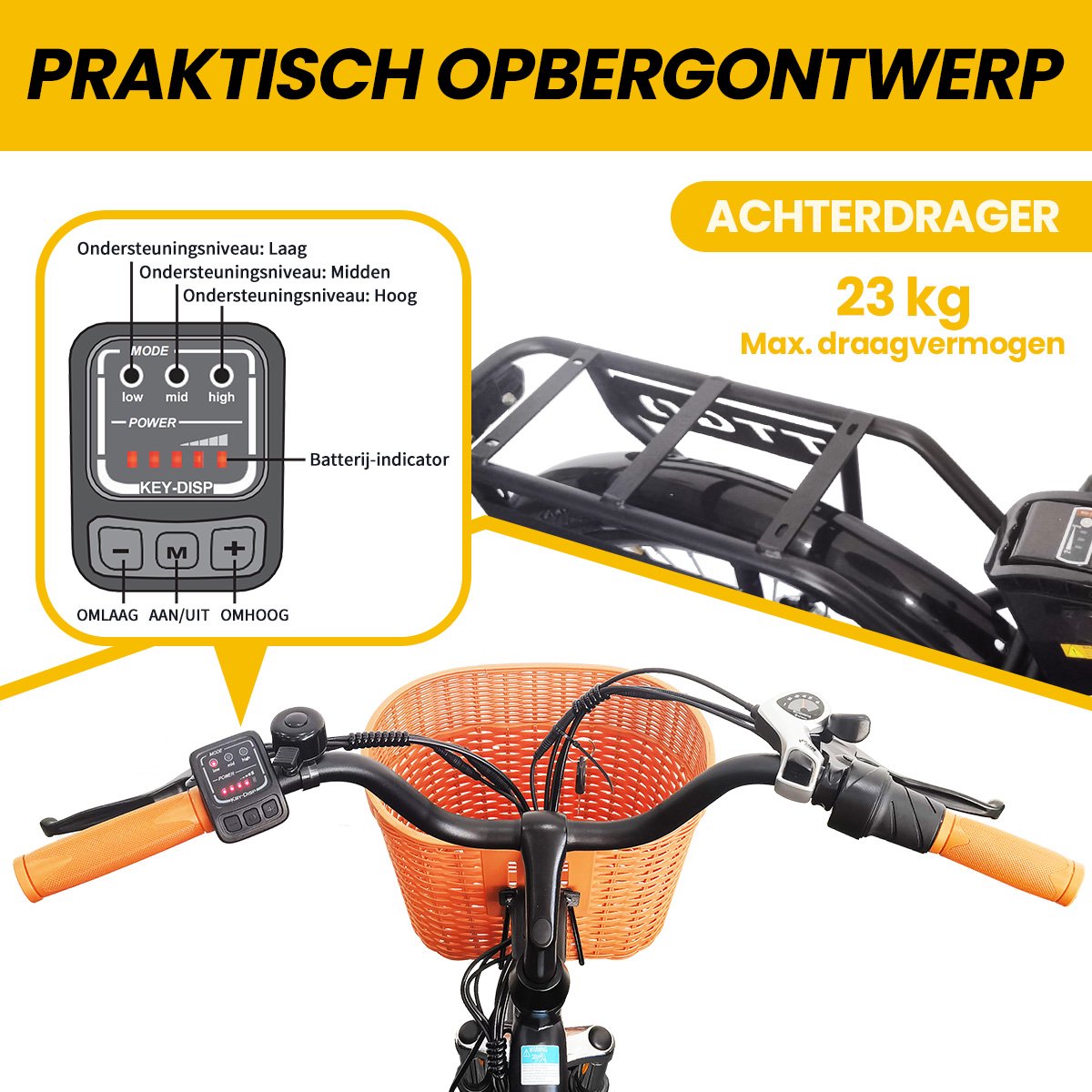Elektrische Fiets TTGO YY-26ST Zwart- 522Wh/15Ah Accu - 75 km Bereik - 250W Motor - Instap Frame - 26 Inch Wielen -Verende voorvork- Shimano 6 Versnellingen - LCD Display - Stadsfiets voor Dames en Heren thumbnail 4