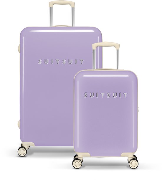 SUITSUIT Kofferset 2 delig - Reiskoffer groot - Handbagage koffer - Koffer set - Veilig TSA cijferslot - Reiskoffer set - Reiskoffer met wielen - Fabulous Fifties kofferset Royal Lavender