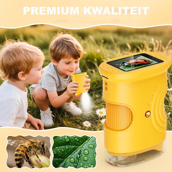 Avonturen Microscoop - Lumelie Microscoop Voor Kinderen - Miniscope Kinderen - Mini Scope - Microscoop Voor Kinderen - Handmicroscoop - Zakmicroscoop - Educatief Speelgoed - Montessori Speelgoed - Fijne Motoriek - Geel