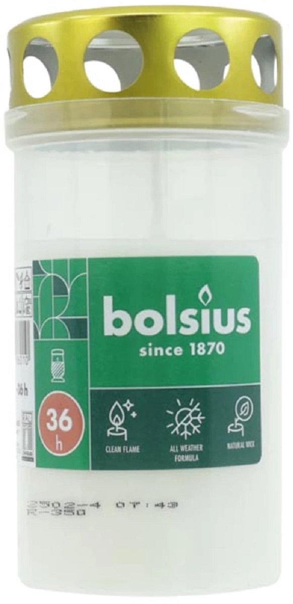 Bolsius grafkaars - 11 cm - Wit - Kunststof pot met metalen deksel