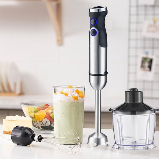 Staafmixer - Elektrische blender - Multifunctionele blender - 5-in-1 roestvrijstalen staafmixer - met turbinestand - met variabele snelheid en snijder - blender en schuimer - Geschikt voor het maken van smoothies - sappen - Bakbenodigdheden van Merkloos — afbeelding 2