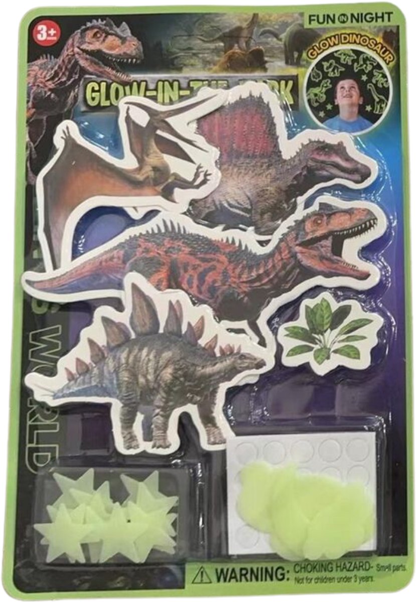 Eddy Toys Glow in the dark Dino Set - Dino Glow in the Dark Stickers - 20-delig