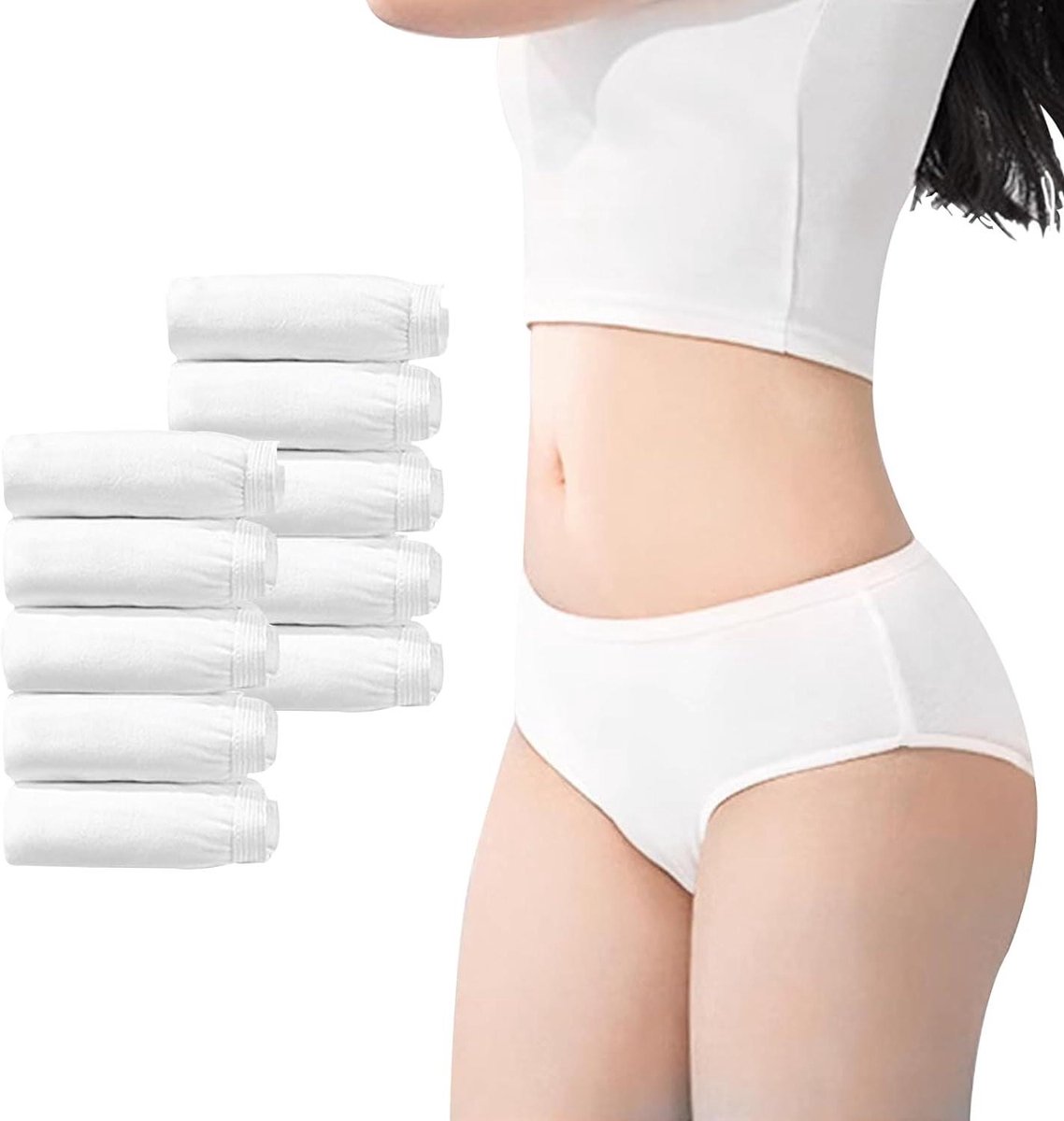 Allecta - Katoenen Damesondergoed Multipack voor Reizen en Outdoor Activiteiten XL White - Individueel Verpakt