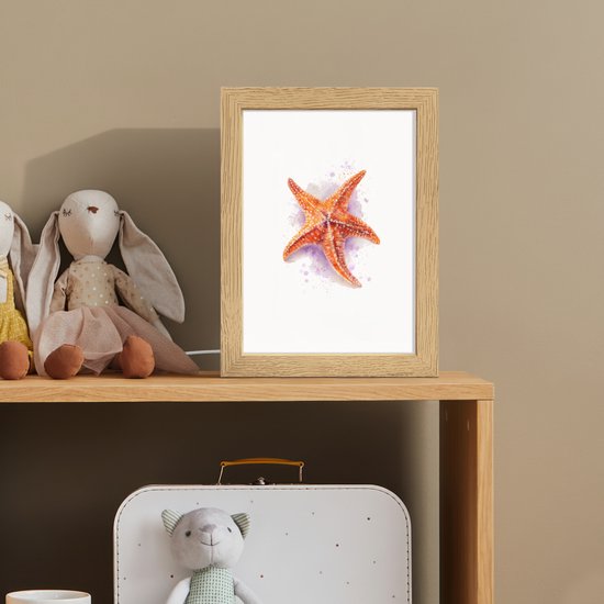 Nachtlampje 15x20 cm - Kinder lampje - Zeester - Oranje - Paars - Tafellamp kinderkamer - Slaapkamer lamp - Bedlamp kinderen - Kinderlampje stopcontact - Wandlamp babykamer - Nachtlampjes van OnlyWow — afbeelding 3