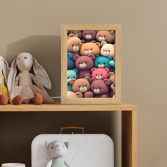 Nachtlampje 15x20 cm - Kinder lamp - Knuffelbeer - Knuffel - Roze - Blauw - Bruin - Kind - Tafellamp kinderkamer - Slaapkamer lamp - Bedlamp kinderen - Kinderlampje stopcontact - Wandlamp babykamer - Nachtlampjes van Merkloos — afbeelding 3