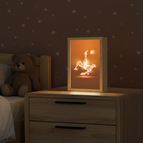 Nachtlampje 20x30 cm - Kinder lamp - Voetballer - Oranje - Voetbal - Omhaal - Tafellamp kinderkamer - Slaapkamer lamp - Bedlamp kinderen - Kinderlampje stopcontact - Wandlamp babykamer - Nachtlampjes van Merkloos — afbeelding 2