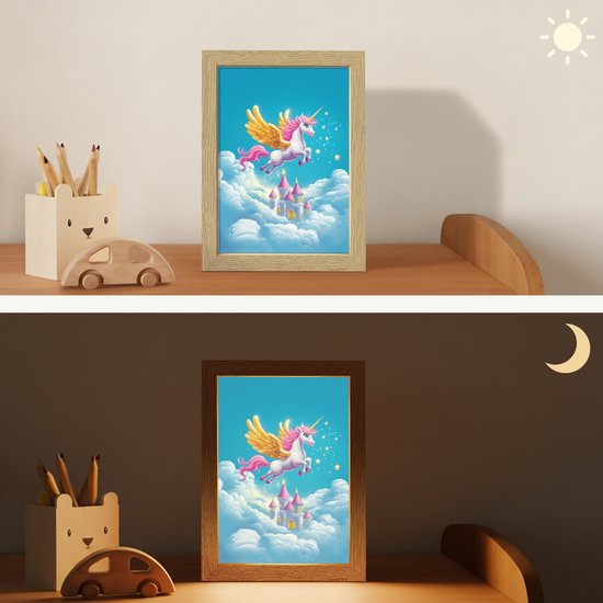 Nachtlampje 15x20 cm - Kinder lamp - Eenhoorn - Fantasie - Kasteel - Tafellamp kinderkamer - Slaapkamer lamp - Bedlamp kinderen - Kinderlampje stopcontact - Wandlamp babykamer - Nachtlampjes van Merkloos — afbeelding 4