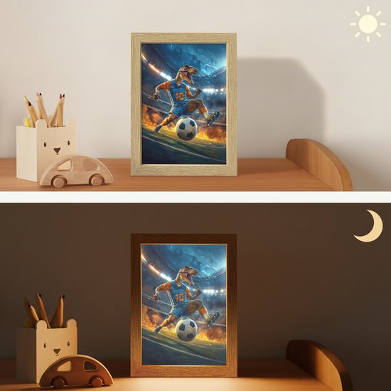 Nachtlampje 15x20 cm - Kinder lampje - T-Rex - Voetbal - Stadion - Tafellamp kinderkamer - Slaapkamer lamp - Bedlamp kinderen - Kinderlampje stopcontact - Wandlamp babykamer - Nachtlampjes van OnlyWow — afbeelding 4