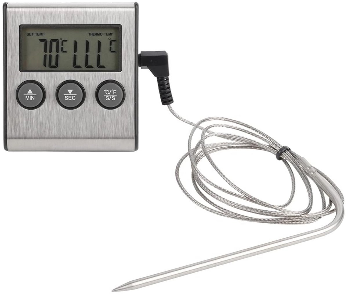 Digitale Vleesthermometer met Timer en Grote Weergave voor Koken en Grillen