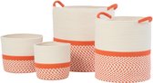 J-Line mand - polyester - oranje/wit - set van 4