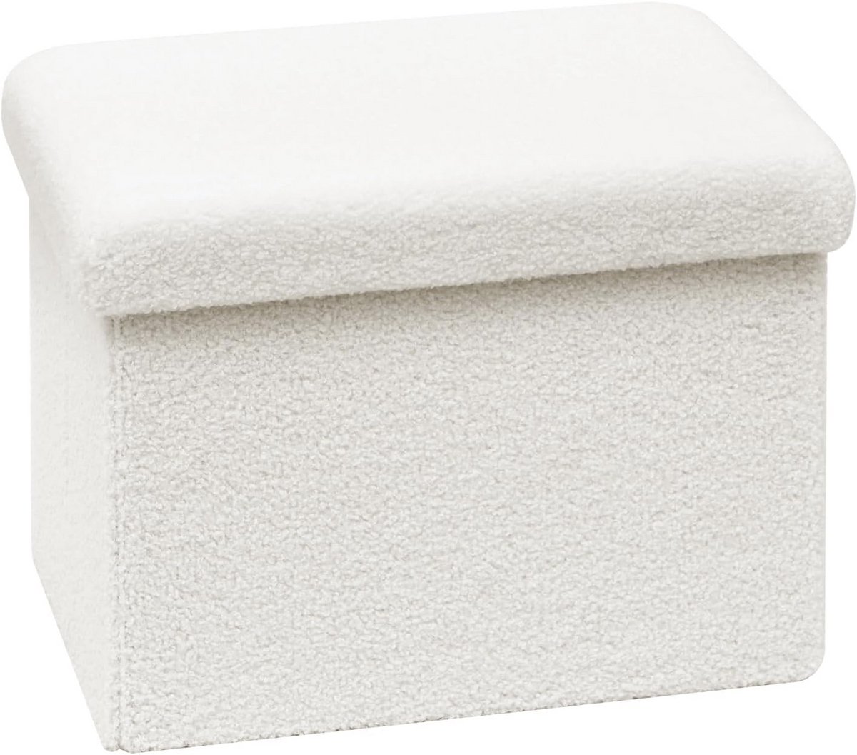 Opvouwbare Zitkubus met Opbergruimte - Fluwelen Voetenbank in Wit - 42 x 32 x 32 cm